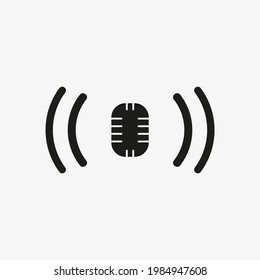 Podcast icon. Studio microphone icon in a fashionable style isolated on white background. Radio or karaoke symbol for logo template, web and mobile application, user interface design.