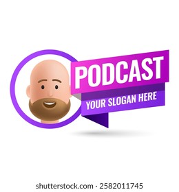 Podcast icon. Symbol or emblem. vector illustration