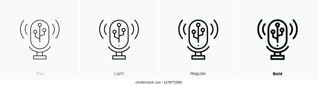 Podcast Symbol. Thin, hellrosa und feines Design einzeln auf weißem Hintergrund