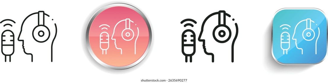 ícone do podcast. Design fino, linear, regular e estilo botão isolado no fundo branco