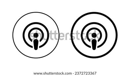 Podcast icon vector in circle line. Podcasting sign symbol