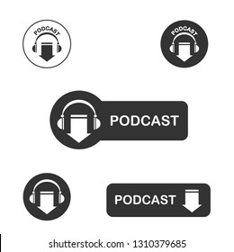 Podcast Icon, Vector For Podcast Download Button