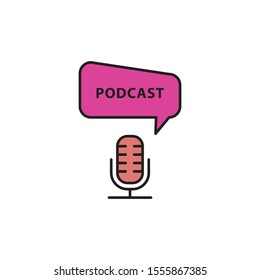 Podcast icon. Vector illustration can be used for topics web, podcasting, radio, journalist concept