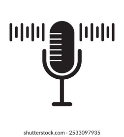 Podcast icon vector illustration. Microphone icon vector . mike icon .Broadcast vector . audio icon . communication vector .