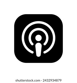 Podcast icon vector on square background. Podcasting, broadcast concept