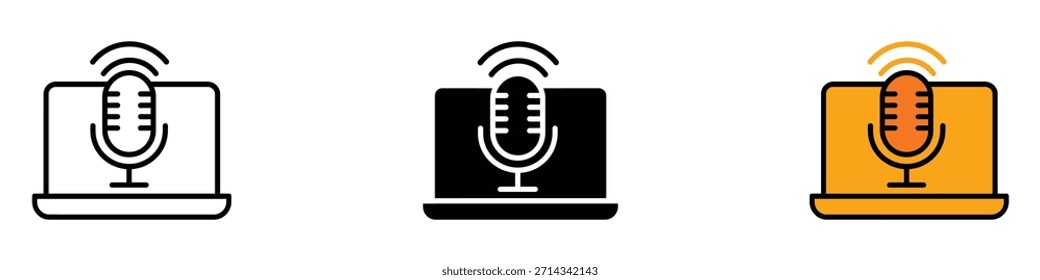 Icono de podcast. Vector del estudio de grabación. Ilustración vectorial.