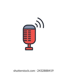 Podcast icon. vector.Editable stroke.linear style sign for use web design,logo.Symbol illustration.