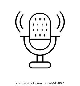 ícone de podcast com ilustração de stock de vetor de fundo branco