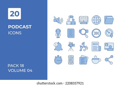 Podcast icons collection. Set vector line with elements for mobile concepts and web apps. Collection modern icons.