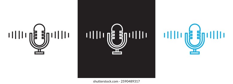 Podcast  icons . Isolated on white and black background. Vector illustration. EPS 10  