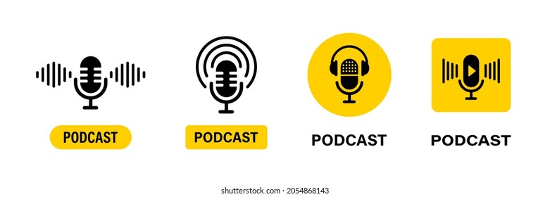 Podcast icons or signs. Podcast templates collection. Podcast radio sign. Stock vector. EPS 10