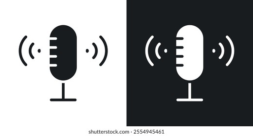 Podcast icons in solid black and white colors