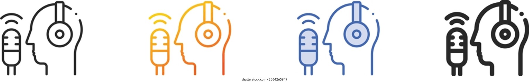 podcast icon.Thin Linear, Gradient, Blue Stroke and bold Style Design Isolated On White Background