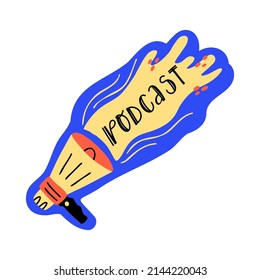 Podcast illustration in flat style on white background. Communication concept. Flat vector illustration.