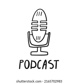 Podcast illustration in flat style on white background. Communication concept. Flat vector illustration.