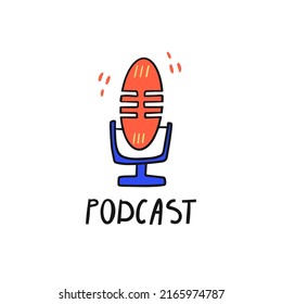 Podcast illustration in flat style on white background. Communication concept. Flat vector illustration.