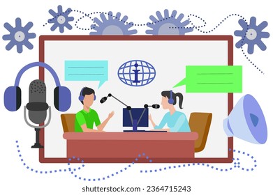 Ilustración de podcast con diseño simple. 