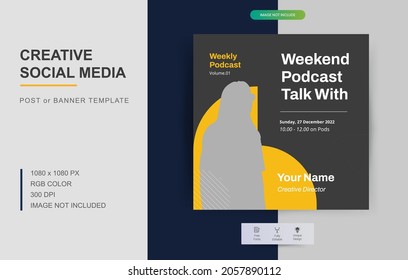 Podcast Instagram Social Media Post design. A good template for advertising on social media. Perfect for social media posts, background, and web banner internet ads.