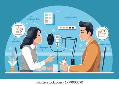 podcast interview flat design illustration background
