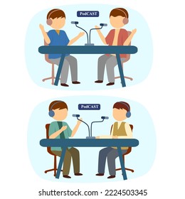 Podcast interview flat design illustration