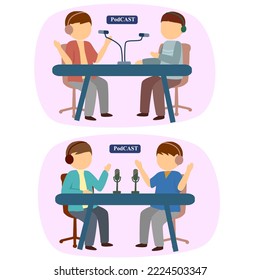 Podcast interview flat design illustration