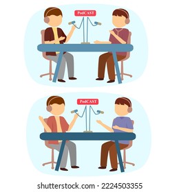 Podcast interview flat design illustration