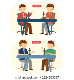 Podcast interview flat design illustration