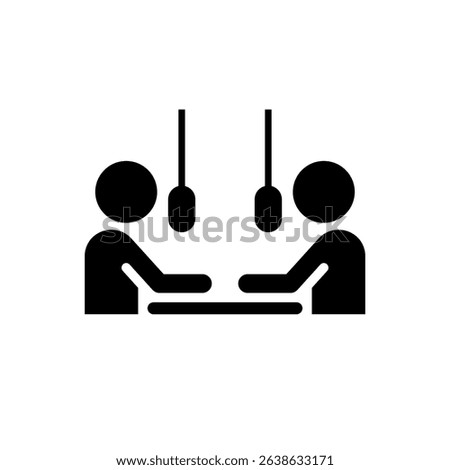 podcast interview recording session clip art icon symbol, virtual event, communication concept, content creation, radio broadcasting, recording studio, live streaming, isolated vector illustration