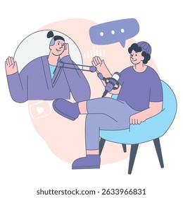 Podcast Interview Recording Vector Illustration