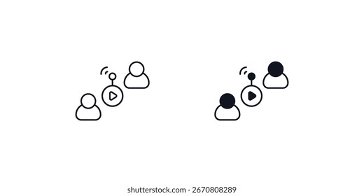 Podcast Ícone do conjunto de entrevistas com fundo branco vetor ilustração de stock