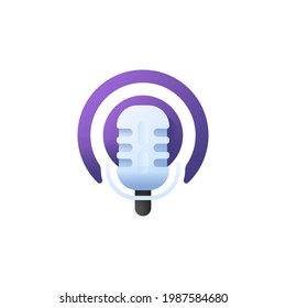 podcast isolated on white background realistic vector illustration