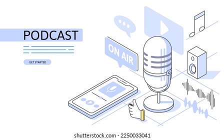 Podcast Isometric, broadcasting, straeming or radio.