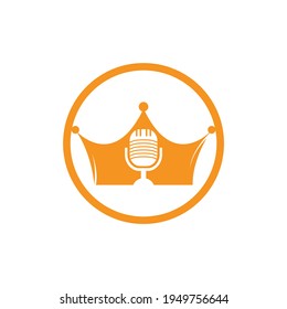 Diseño del logotipo del vector del vector king de podcast. Diseño del logo musical King.