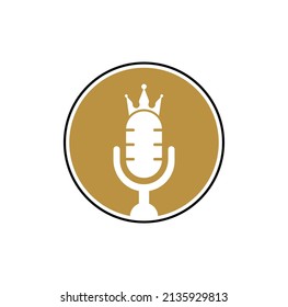 Podcast king vector logo design. King music logo design concept.