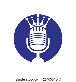 Podcast king vector logo design. King music logo design concept.