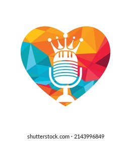 Podcast king vector logo design. King music logo design concept.	
