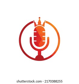 Podcast king vector logo design. King music logo design concept.	
