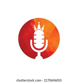 Diseño del logotipo del vector del vector king de podcast. Diseño del logo musical King.	
