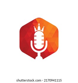 Podcast king vector logo design. King music logo design concept.	
