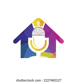 Diseño del logotipo del vector del vector king de podcast. Diseño del logo musical King.	