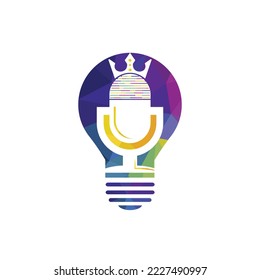 Podcast king vector logo design. King music logo design concept.	