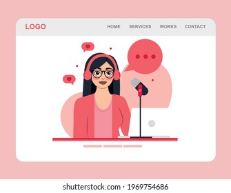 Podcast landing page template free vector. File format EPS 10.