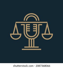 Podcast Law Logo Design Illustration