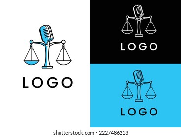 podcast and lawyer logo concept