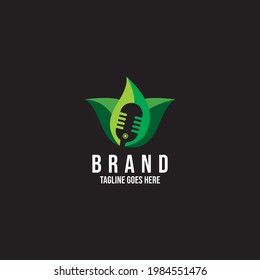 Podcast-Blatt-Naturökologie Vektorgrafik-Logo-Design