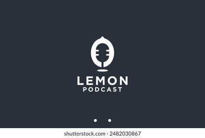 podcast lemon logo design vector silhouette illustration
