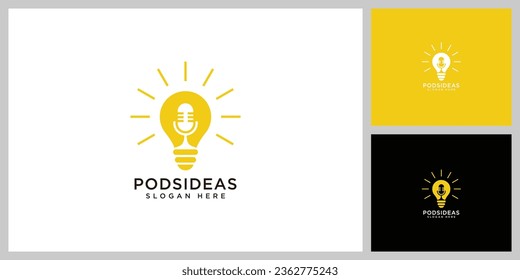 podcast with lightbulb idea logo vector design