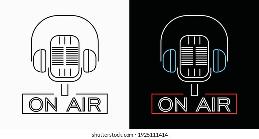 Podcast Line Art Logo Vector Isolated