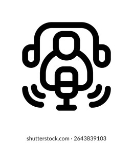 ícone da linha do podcast. Ícone de vetor limpo e minimalista para sites, aplicativos móveis, apresentações e logotipos. Totalmente dimensionável e personalizável para qualquer projeto.