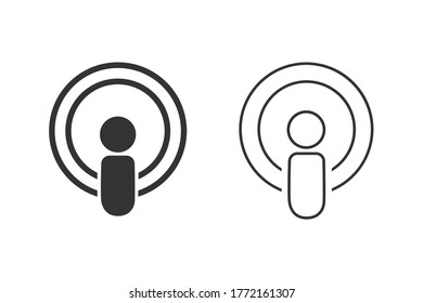 Symbol der Podcast-Linie gesetzt. Vektorgrafik